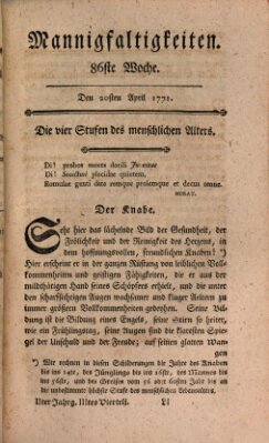 Mannigfaltigkeiten (Neueste Mannigfaltigkeiten) Samstag 20. April 1771