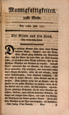 Mannigfaltigkeiten (Neueste Mannigfaltigkeiten) Samstag 20. Juli 1771