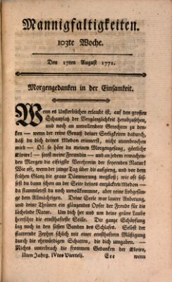 Mannigfaltigkeiten (Neueste Mannigfaltigkeiten) Samstag 17. August 1771