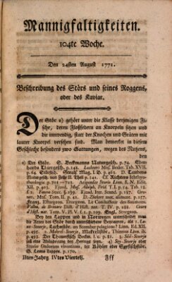 Mannigfaltigkeiten (Neueste Mannigfaltigkeiten) Samstag 24. August 1771