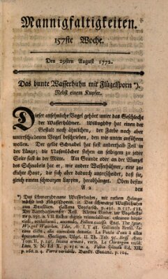 Mannigfaltigkeiten (Neueste Mannigfaltigkeiten) Samstag 29. August 1772