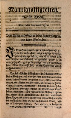 Mannigfaltigkeiten (Neueste Mannigfaltigkeiten) Samstag 19. September 1772