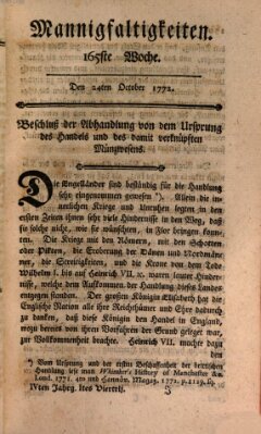 Mannigfaltigkeiten (Neueste Mannigfaltigkeiten) Samstag 24. Oktober 1772