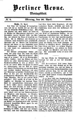 Berliner Revue Montag 26. April 1858