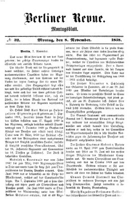 Berliner Revue Montag 8. November 1858