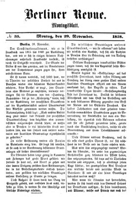 Berliner Revue Montag 29. November 1858