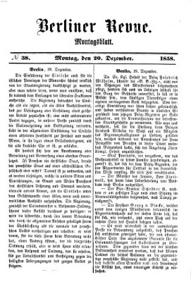 Berliner Revue Montag 20. Dezember 1858