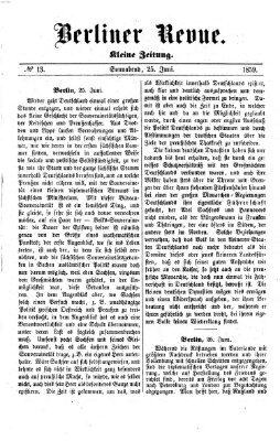 Berliner Revue Samstag 25. Juni 1859