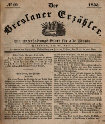 Der Breslauer Erzähler Mittwoch 22. April 1835