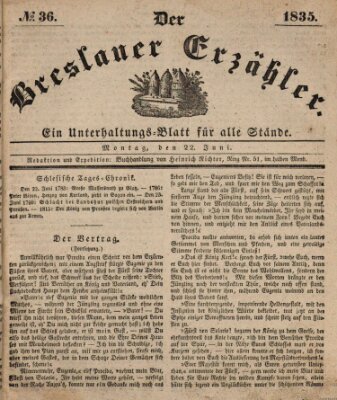 Der Breslauer Erzähler Montag 22. Juni 1835