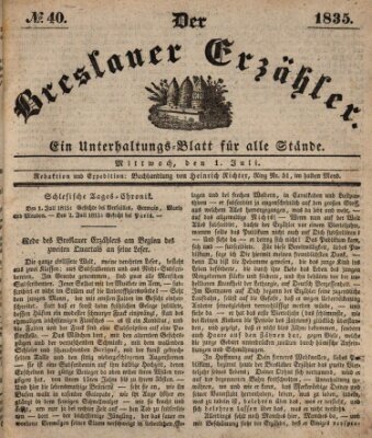 Der Breslauer Erzähler Mittwoch 1. Juli 1835