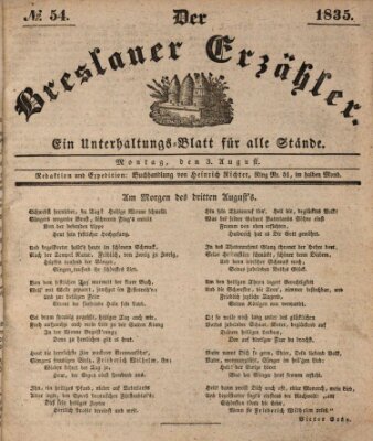 Der Breslauer Erzähler Montag 3. August 1835