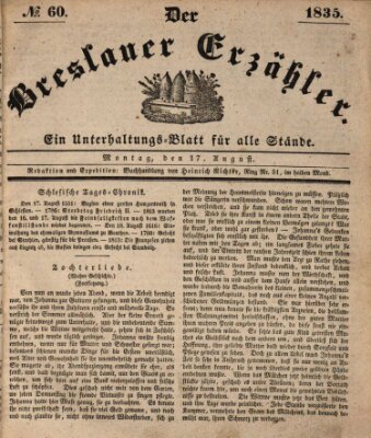 Der Breslauer Erzähler Montag 17. August 1835