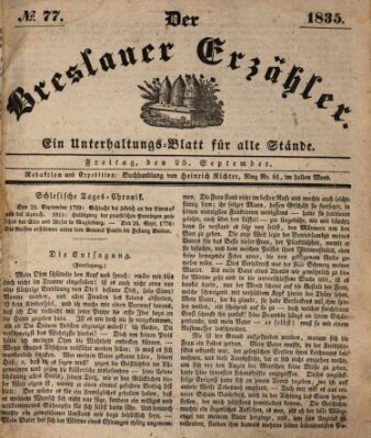 Der Breslauer Erzähler Freitag 25. September 1835