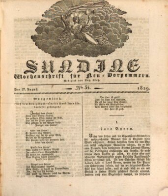 Sundine Donnerstag 27. August 1829