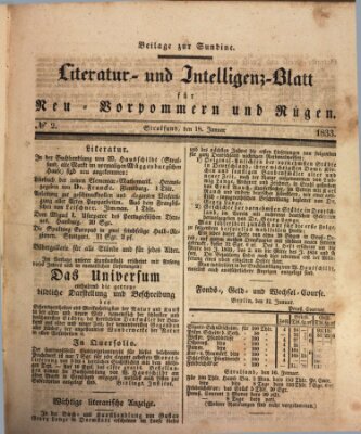 Sundine Freitag 18. Januar 1833