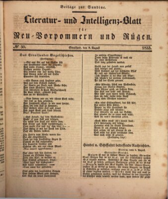 Sundine Freitag 9. August 1833