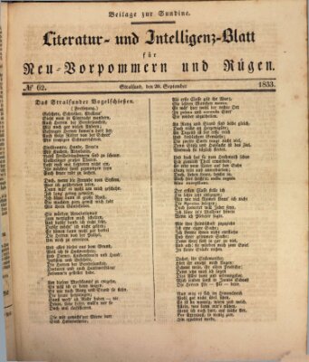 Sundine Freitag 20. September 1833