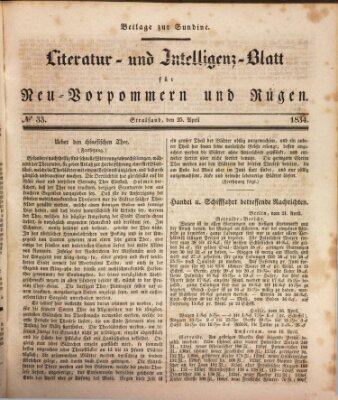 Sundine Freitag 25. April 1834