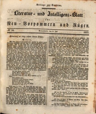 Sundine Montag 6. Juli 1835