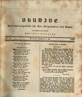 Sundine Freitag 6. Juli 1838