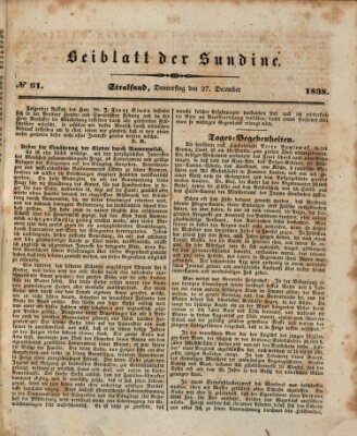 Sundine Donnerstag 27. Dezember 1838