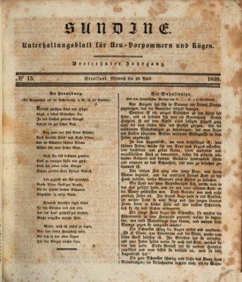 Sundine Mittwoch 10. April 1839