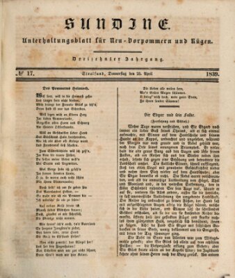 Sundine Donnerstag 25. April 1839