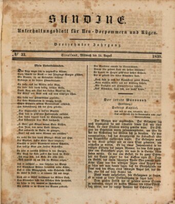 Sundine Mittwoch 14. August 1839