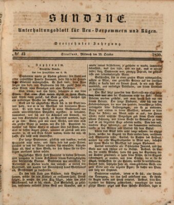 Sundine Mittwoch 23. Oktober 1839