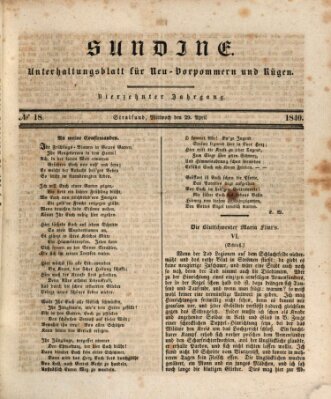 Sundine Mittwoch 29. April 1840