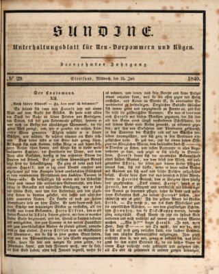 Sundine Mittwoch 15. Juli 1840