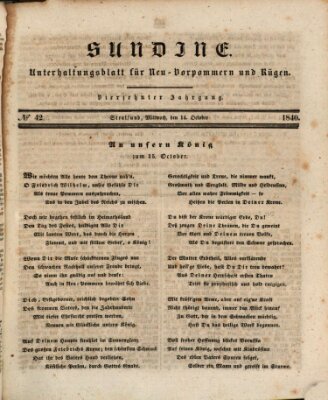 Sundine Mittwoch 14. Oktober 1840