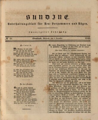 Sundine Mittwoch 2. Dezember 1846