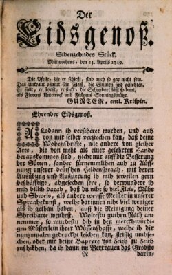 Der Eidsgenoß Mittwoch 23. April 1749