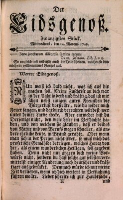 Der Eidsgenoß Mittwoch 14. Mai 1749