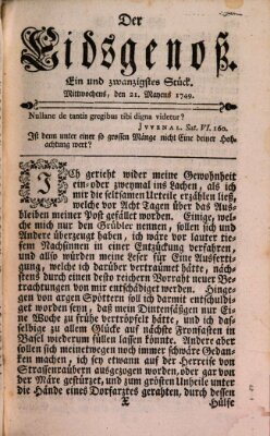 Der Eidsgenoß Mittwoch 21. Mai 1749