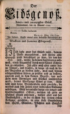 Der Eidsgenoß Mittwoch 28. Mai 1749