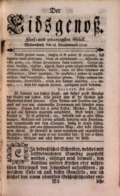 Der Eidsgenoß Mittwoch 18. Juni 1749