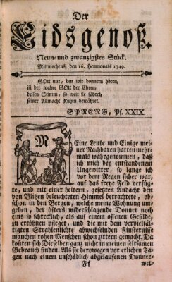 Der Eidsgenoß Wednesday 16. July 1749