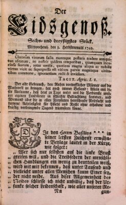 Der Eidsgenoß Mittwoch 3. September 1749