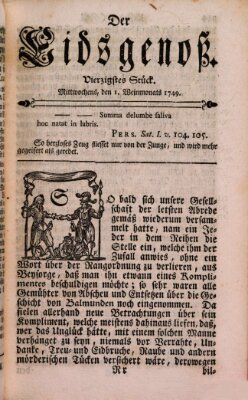 Der Eidsgenoß Mittwoch 1. Oktober 1749