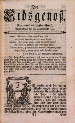 Der Eidsgenoß Mittwoch 15. Oktober 1749