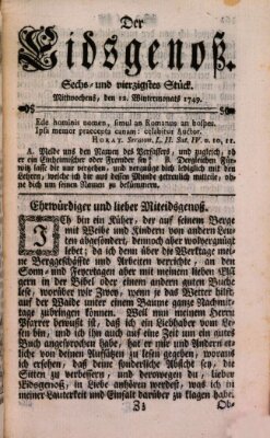 Der Eidsgenoß Mittwoch 12. November 1749