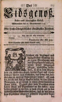 Der Eidsgenoß Mittwoch 26. November 1749