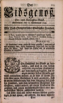 Der Eidsgenoß Mittwoch 17. Dezember 1749