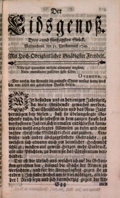 Der Eidsgenoß Mittwoch 31. Dezember 1749