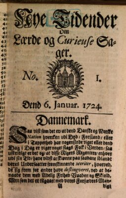 Nye tidender om laerde og curieuse sager Donnerstag 6. Januar 1724