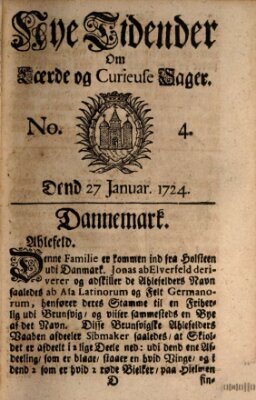 Nye tidender om laerde og curieuse sager Donnerstag 27. Januar 1724