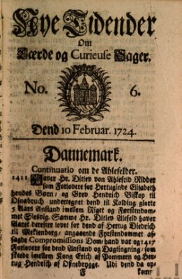 Nye tidender om laerde og curieuse sager Donnerstag 10. Februar 1724